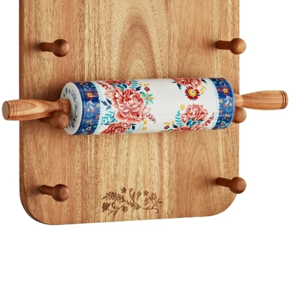 💕 New Pioneer Woman Keepsake Floral Ceramic Rolling Pin